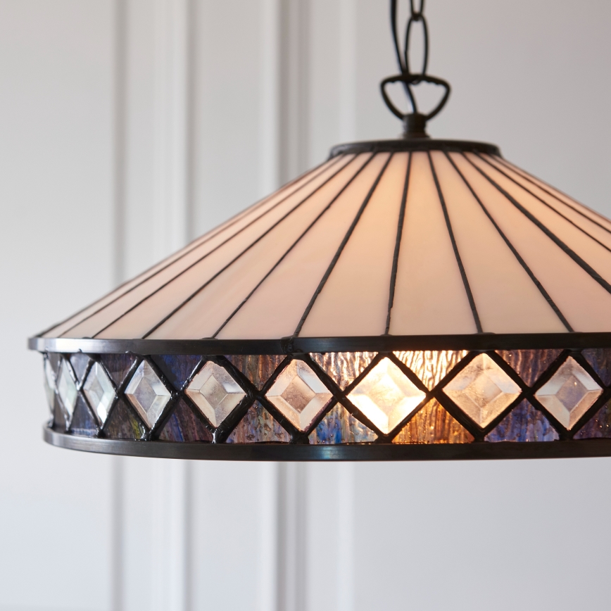 Endon 112196 - Tiffany FARGO ketjulla roikkuva kattokruunu 1xE27/60W/230V halkaisija 41,5 cm