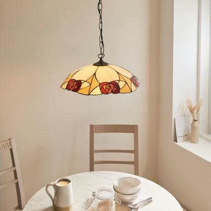 Endon 112197 - Riippuvalaisin ketjulla Tiffany INGRAM 1xE27/60W/230V, halkaisija 45 cm
