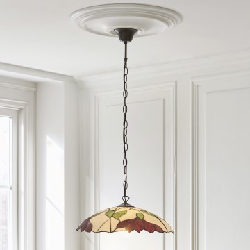 Endon 112246 - Tiffany BOTANICA ketjullinen kattokruunu 1xE27/60W/230V, halkaisija 45 cm