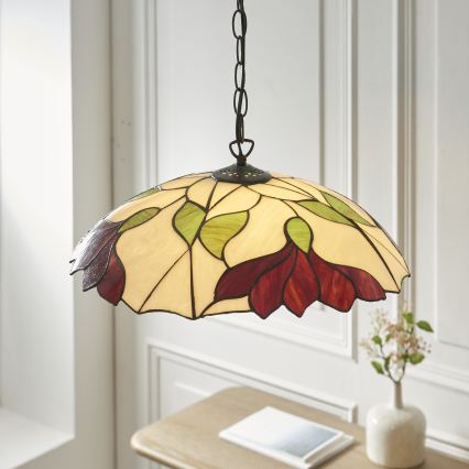 Endon 112246 - Tiffany BOTANICA ketjullinen kattokruunu 1xE27/60W/230V, halkaisija 45 cm