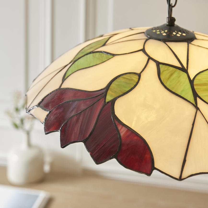 Endon 112246 - Tiffany BOTANICA ketjullinen kattokruunu 1xE27/60W/230V, halkaisija 45 cm