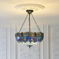 Endon 112250 - Ketjulla roikkuva Tiffany DRAGONFLY 3xE27/60W/230V halkaisija 50 cm