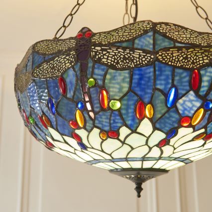 Endon 112250 - Ketjulla roikkuva Tiffany DRAGONFLY 3xE27/60W/230V halkaisija 50 cm