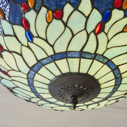 Endon 112250 - Ketjulla roikkuva Tiffany DRAGONFLY 3xE27/60W/230V halkaisija 50 cm