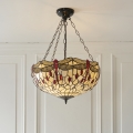 Endon 112251 - Ketjulla roikkuva Tiffany-tyylinen kattovalaisin DRAGONFLY 3xE27/60W/230V pr. 50 cm