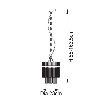 Endon 112572 - Ketjuun ripustettava kattokruunu MARIETTA 1xE27/10W/230V messinki/kirkas