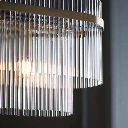 Endon 112573 - Kattokruunu ketjussa MARIETTA 4xE14/6W/230V messinki/läpinäkyvä