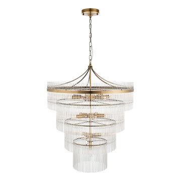 Endon 112576 - Kattokruunu ketjussa MARIETTA 16xE14/6W/230V messinki/läpinäkyvä