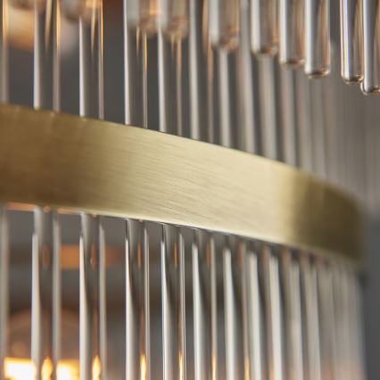 Endon 112793 - Kattokruunu ketjussa MARIETTA GRAND 21xE14/6W/230V messinki/läpinäkyvä