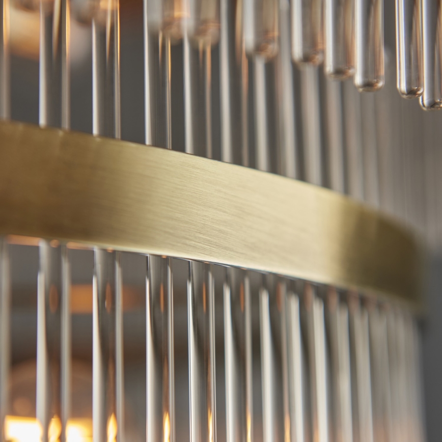 Endon 112793 - Kattokruunu ketjussa MARIETTA GRAND 21xE14/6W/230V messinki/läpinäkyvä