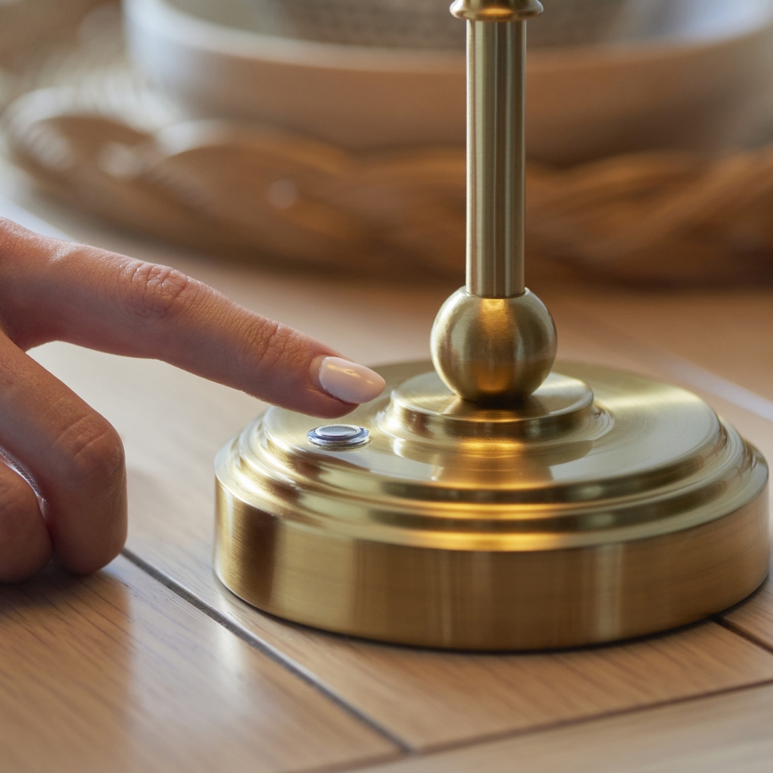 Endon 114804 - LED Himmennettävä ja ladattava pöytälamppu BURLEY LED/1,5W/5V 3600 mAh messinki/vaaleanpunainen