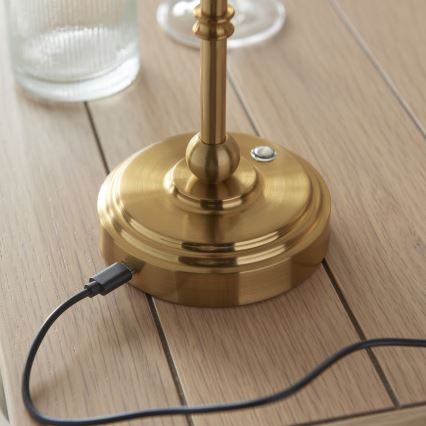 Endon 114804 - LED Himmennettävä ja ladattava pöytälamppu BURLEY LED/1,5W/5V 3600 mAh messinki/vaaleanpunainen