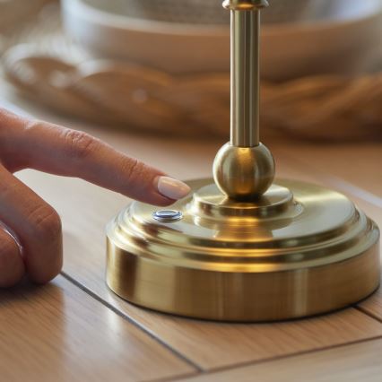 Endon 114811 - BURLEY LED himmennettävä ladattava pöytälamppu LED/1,5W/5V 3600 mAh messinki/valkoinen