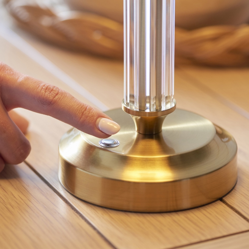 Endon 114838 - LED Himmennettävä ja ladattava pöytälamppu MORTON LED/1,5W/5V 3600 mAh messinki/vihreä