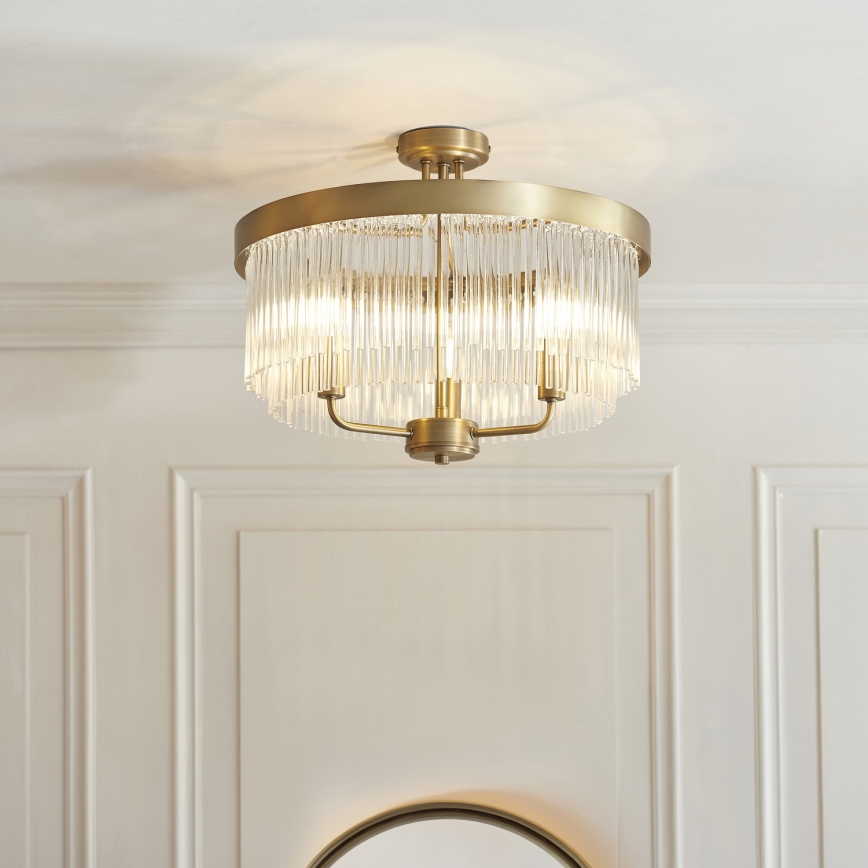 Endon 119109 - Pintakiinnitteinen CLERMONT-kattokruunu 3xE14/6W/230V, messinki