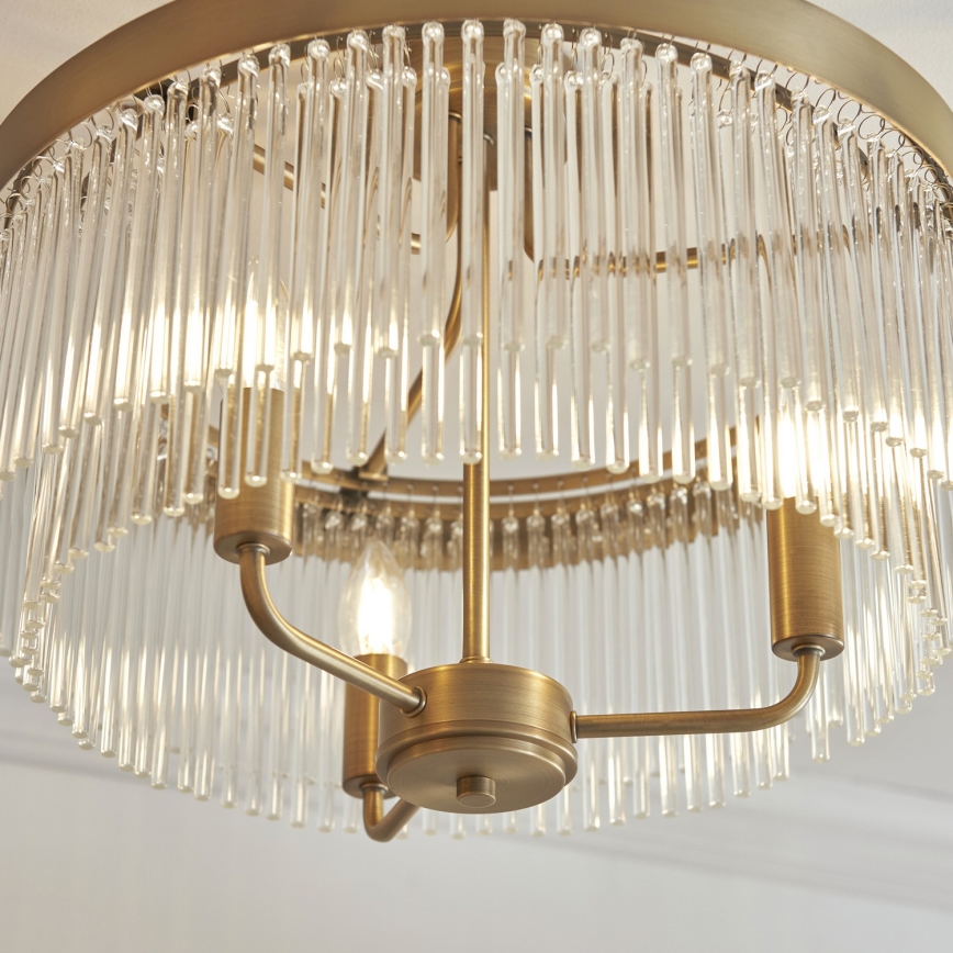 Endon 119109 - Pintakiinnitteinen CLERMONT-kattokruunu 3xE14/6W/230V, messinki