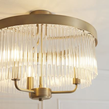 Endon 119109 - Pintakiinnitteinen CLERMONT-kattokruunu 3xE14/6W/230V, messinki