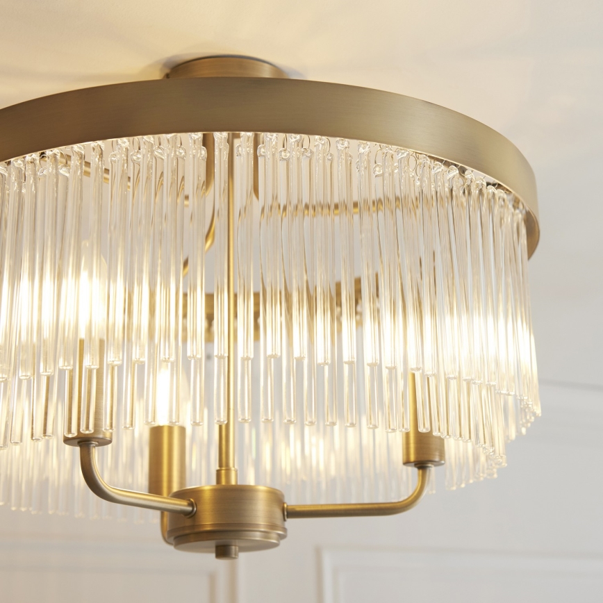 Endon 119109 - Pintakiinnitteinen CLERMONT-kattokruunu 3xE14/6W/230V, messinki