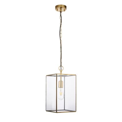 Endon 119141 - HAMMOND-riippuvalaisin ketjulla 1xE27/10W/230V 21,5x21,5 cm messinki