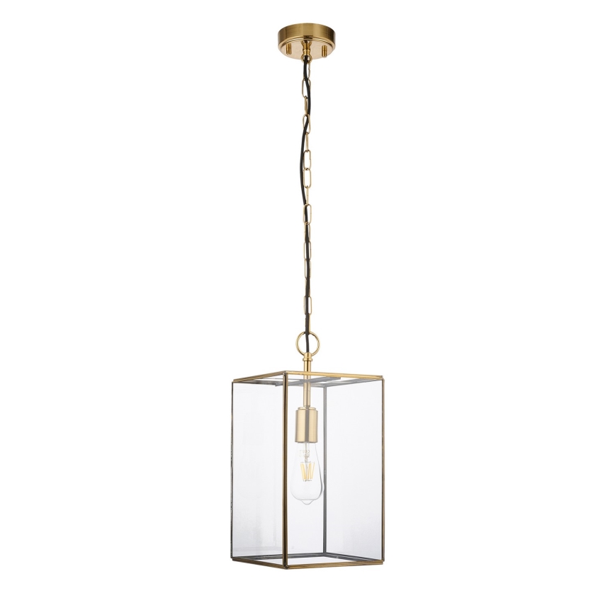 Endon 119141 - HAMMOND-riippuvalaisin ketjulla 1xE27/10W/230V 21,5x21,5 cm messinki