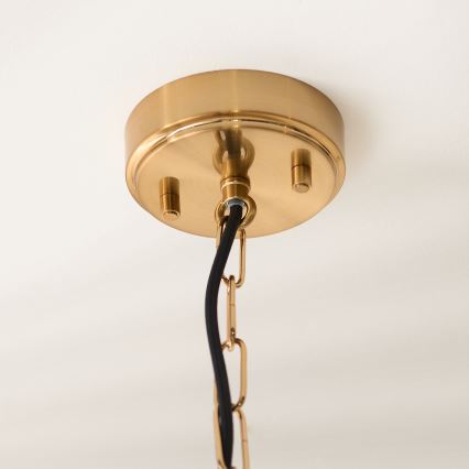 Endon 119141 - HAMMOND-riippuvalaisin ketjulla 1xE27/10W/230V 21,5x21,5 cm messinki
