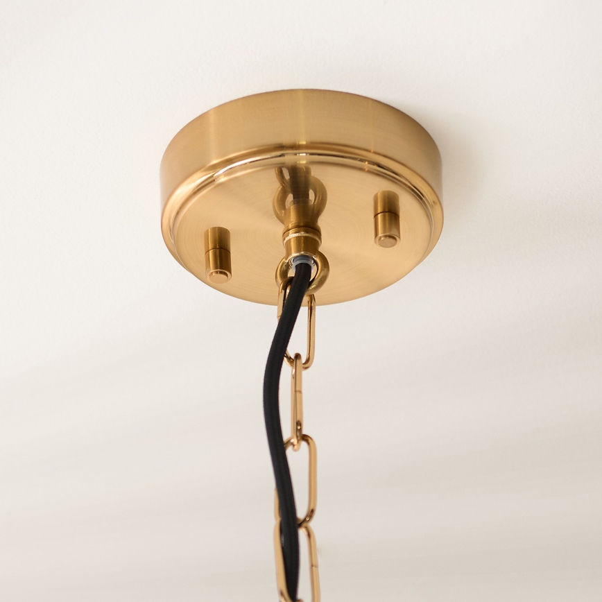 Endon 119141 - HAMMOND-riippuvalaisin ketjulla 1xE27/10W/230V 21,5x21,5 cm messinki