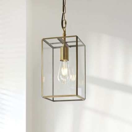Endon 119142 - HAMMOND-kattokruunu ketjulla 1xE27/10W/230V 17x17 cm messinki