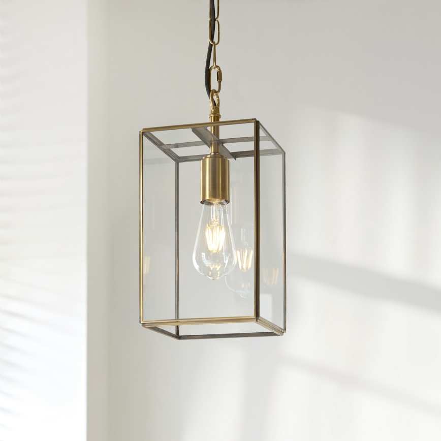 Endon 119142 - HAMMOND-kattokruunu ketjulla 1xE27/10W/230V 17x17 cm messinki