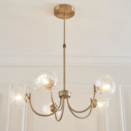 Endon 119210 - HAGUE 5-lamppuinen varrellinen kattokruunu, G9-kannat, 5 W/lamppu, 230 V, messinki