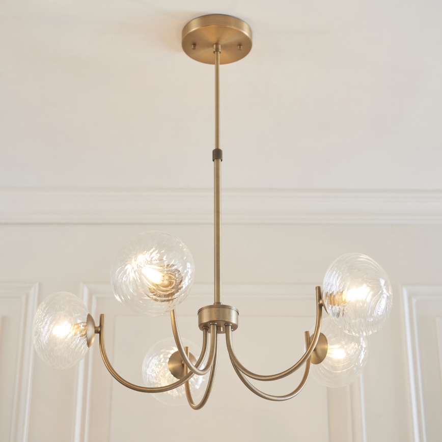 Endon 119210 - HAGUE 5-lamppuinen varrellinen kattokruunu, G9-kannat, 5 W/lamppu, 230 V, messinki