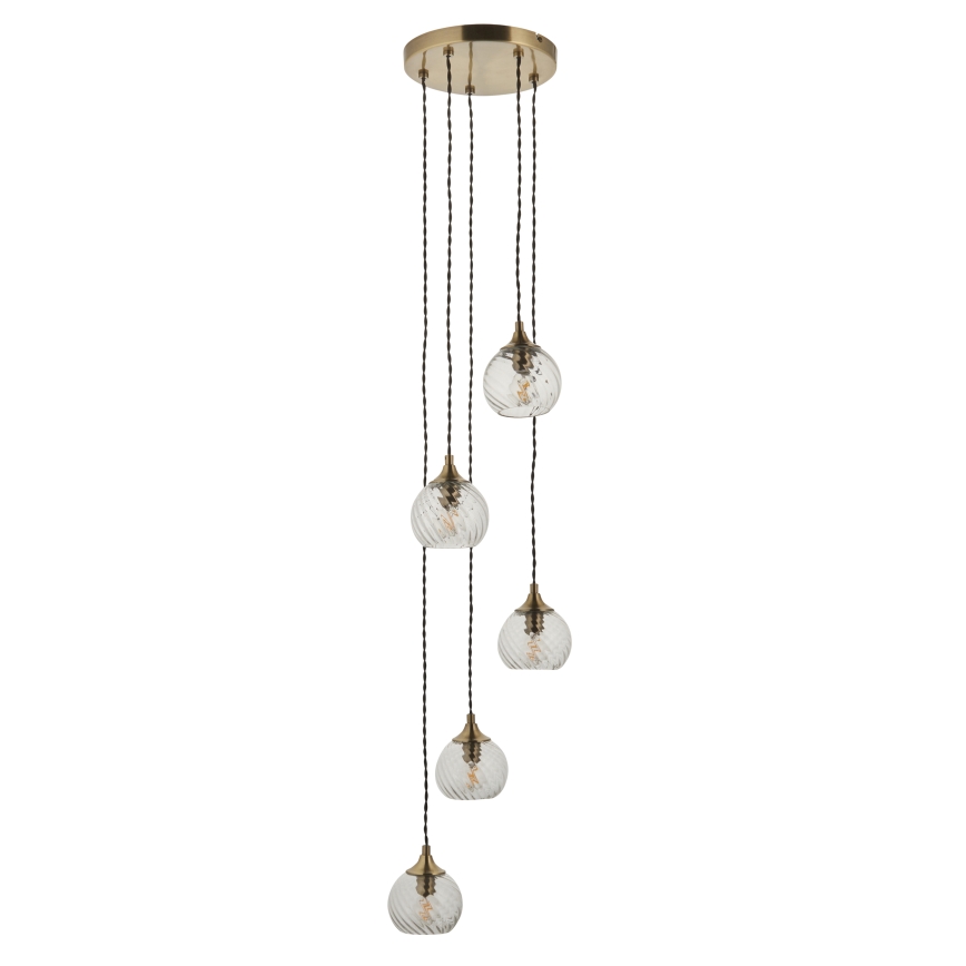 Endon 119435 - Riippuvalaisin vaijerilla ALLEGRA 5xE14/7W/230V messinki
