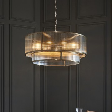 Endon 119456 - RIDGETON kattokruunu ketjulla 8xE14/7W/230V messinki
