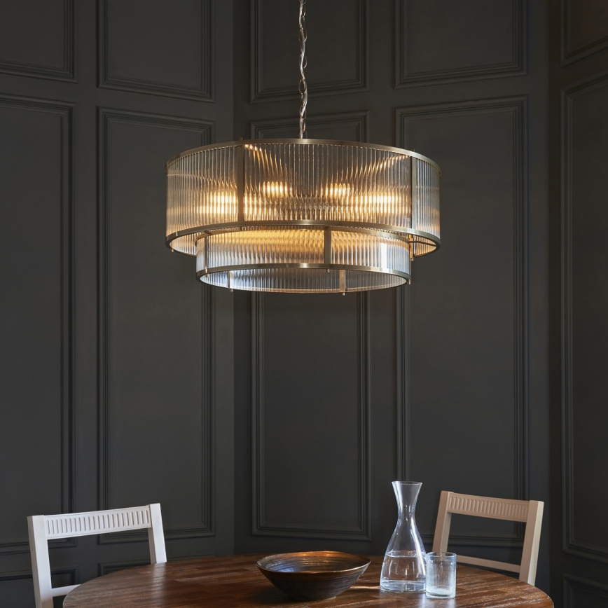 Endon 119456 - RIDGETON kattokruunu ketjulla 8xE14/7W/230V messinki
