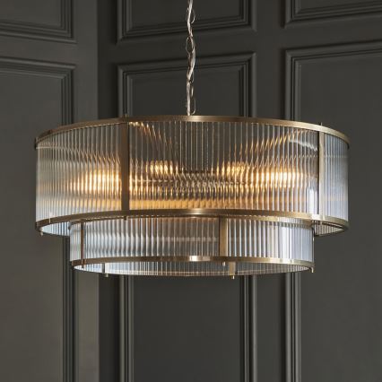 Endon 119456 - RIDGETON kattokruunu ketjulla 8xE14/7W/230V messinki
