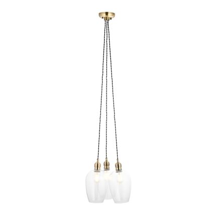 Endon 120648 - Riippuvalaisin vaijerilla 3xE27/10W/230V, messinkinen