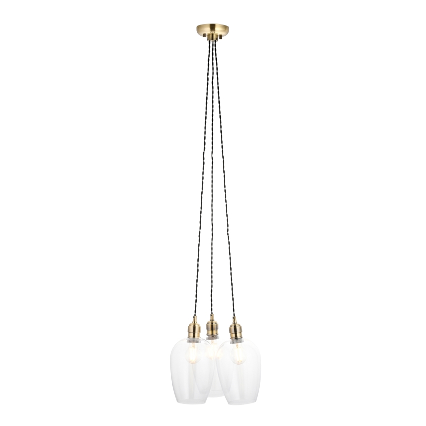 Endon 120648 - Riippuvalaisin vaijerilla 3xE27/10W/230V, messinkinen
