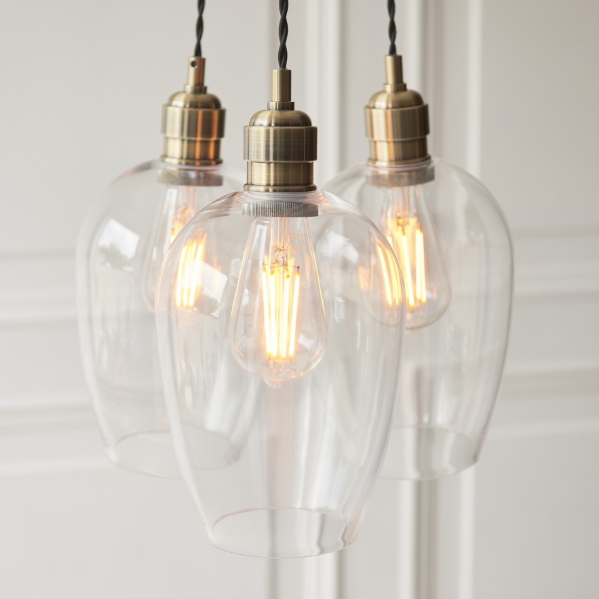 Endon 120648 - Riippuvalaisin vaijerilla 3xE27/10W/230V, messinkinen