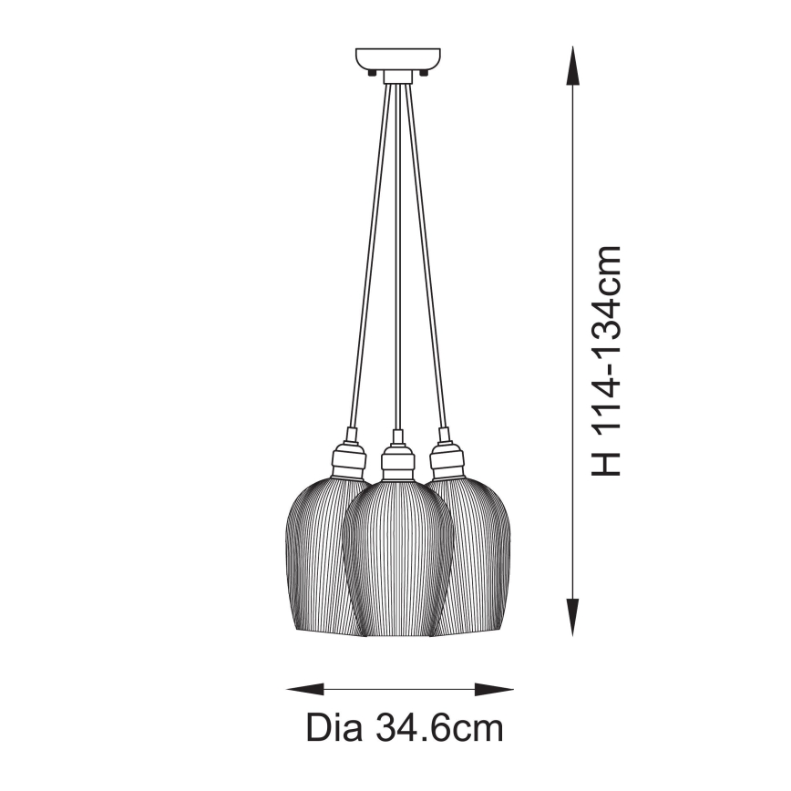 Endon 120652 - Riippuvalaisin vaijerilla 3xE27/10W/230V, kiiltävä kromi