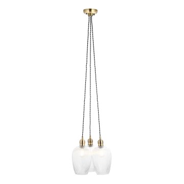 Endon 120656 - Riippuvalaisin vaijerilla 3xE27/10W/230V messinki