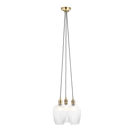 Endon 120656 - Riippuvalaisin vaijerilla 3xE27/10W/230V messinki