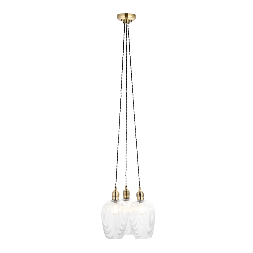Endon 120656 - Riippuvalaisin vaijerilla 3xE27/10W/230V messinki