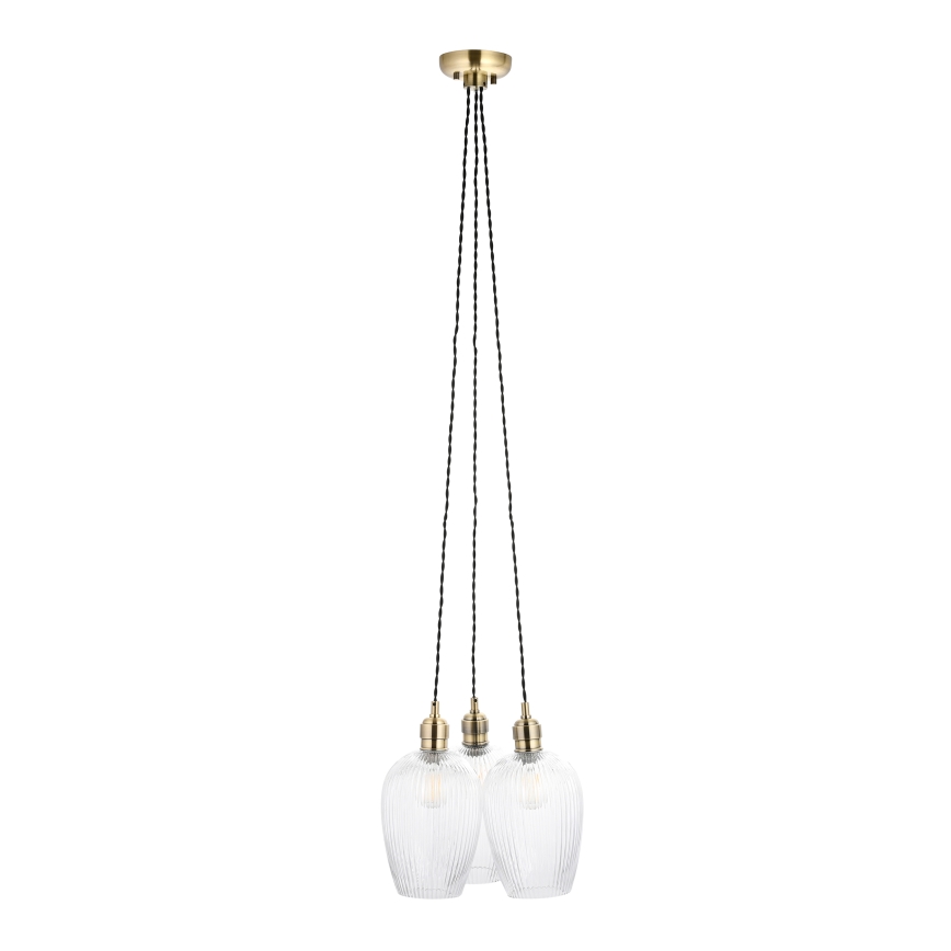 Endon 120656 - Riippuvalaisin vaijerilla 3xE27/10W/230V messinki