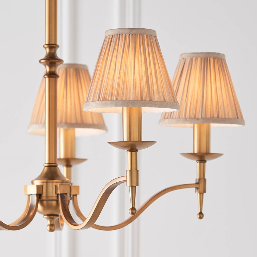 Endon 63627 - STANFORD-kattokruunu ketjulla, 5xE14/40W/230V, messinki/beige