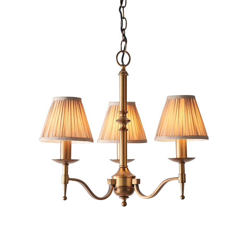 Endon 63628 - Riippuvalaisin ketjulla STANFORD 3xE14/40W/230V messinki/beige