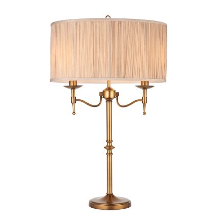 Endon 63648 - Pöytävalaisin STANFORD 2xE14/40W/230V messinki/beige