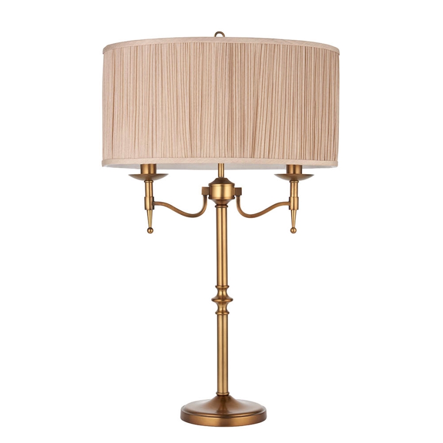 Endon 63648 - Pöytävalaisin STANFORD 2xE14/40W/230V messinki/beige