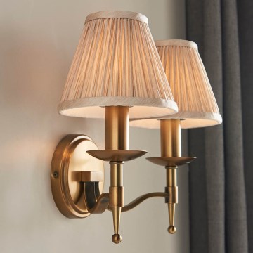 Endon 63654 - Seinävalaisin STANFORD 2xE14/40W/230V messinki/beige