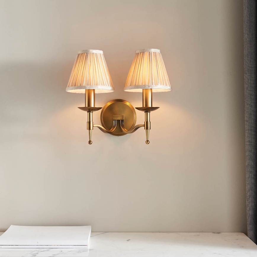 Endon 63654 - Seinävalaisin STANFORD 2xE14/40W/230V messinki/beige