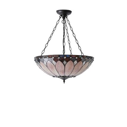 Endon 63976 - Ketjulla roikkuva Tiffany-tyylinen kattokruunu BROOKLYN 3xE27/60W/230V, halkaisija 50 cm