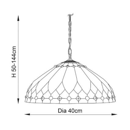 Endon 63977 - Ketjullinen kattokruunu Tiffany BROOKLYN 1xE27/60W/230V, halkaisija 40 cm
